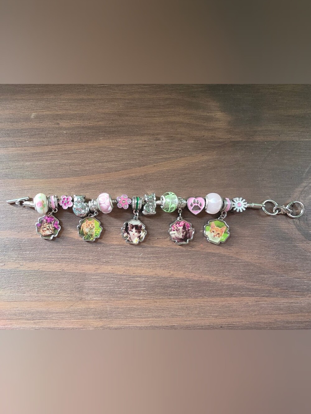 "Willabee And Ward" Style Cat Charm Bracelet With Cat Photos